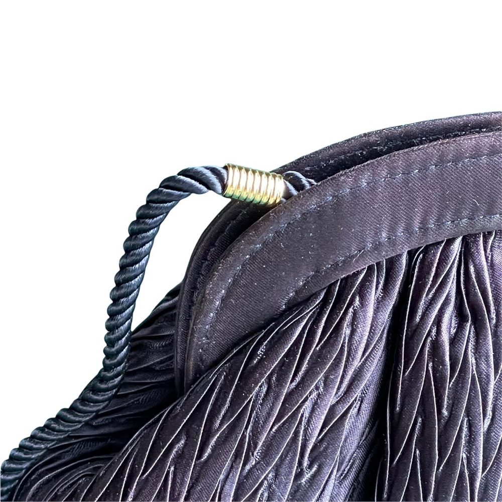 Vintage Vanessa purple silk mini clutch shoulder bag purse w/ braided strap - Picture 5 of 11